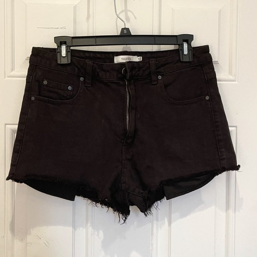 Aritzia Talula High Waist Denim Shorts 29 Black Cutoff
